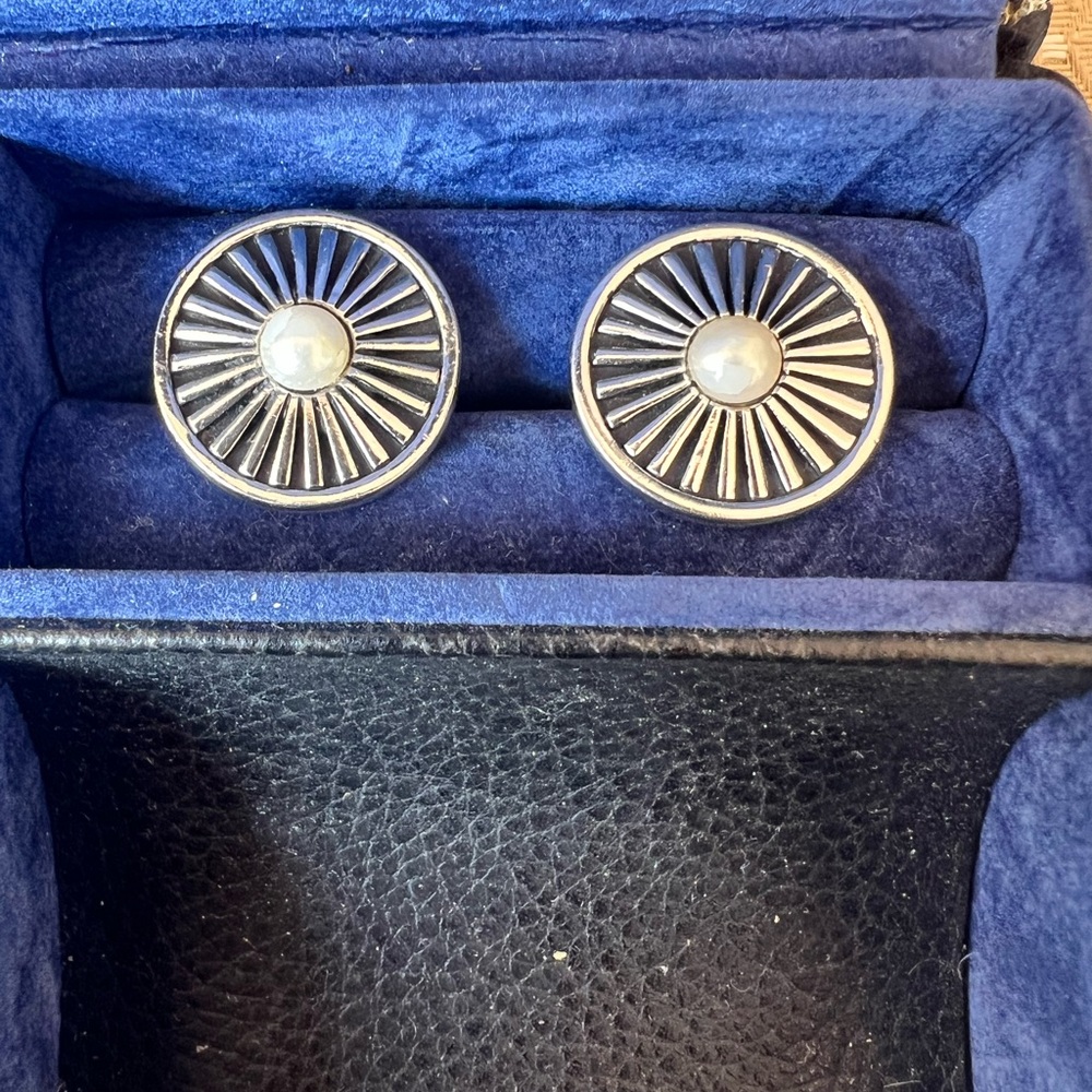 Silver Cufflinks with Black Accents